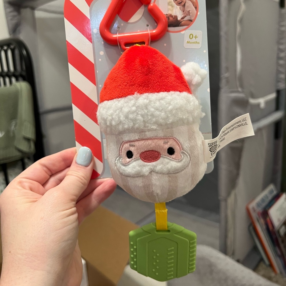 2 Christmas Toys - Teether Rattle & Crinkle Toy